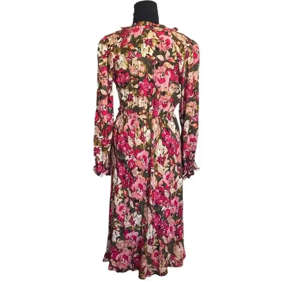 Sam Edelman Illora Floral Midi Dress Cypress Winter Wonderbloom Size Small NWT - Picture 4 of 10